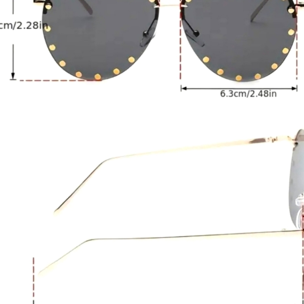 Black & Gold Studded Aviator Unisex Sunglasses - Picture 5 of 5